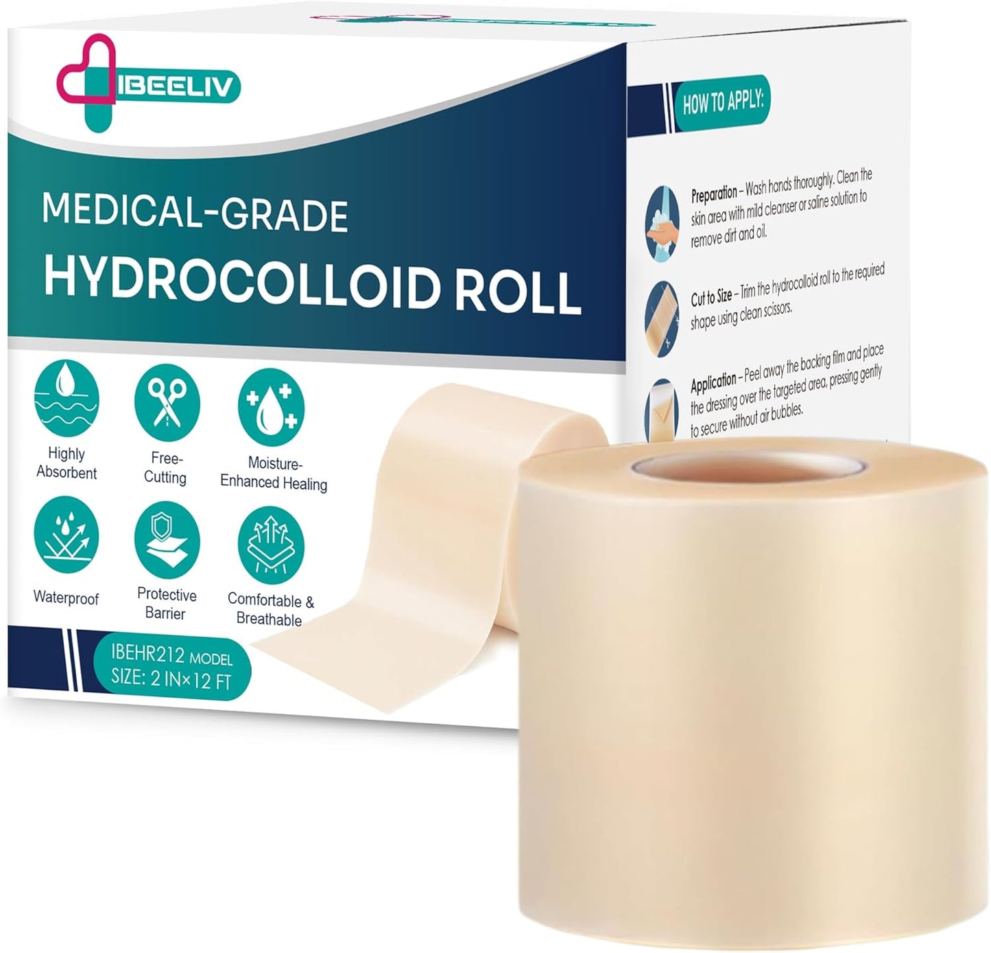 IBEELIV Medical-Grade Hydrocolloid Roll for Wound Care 3.6M