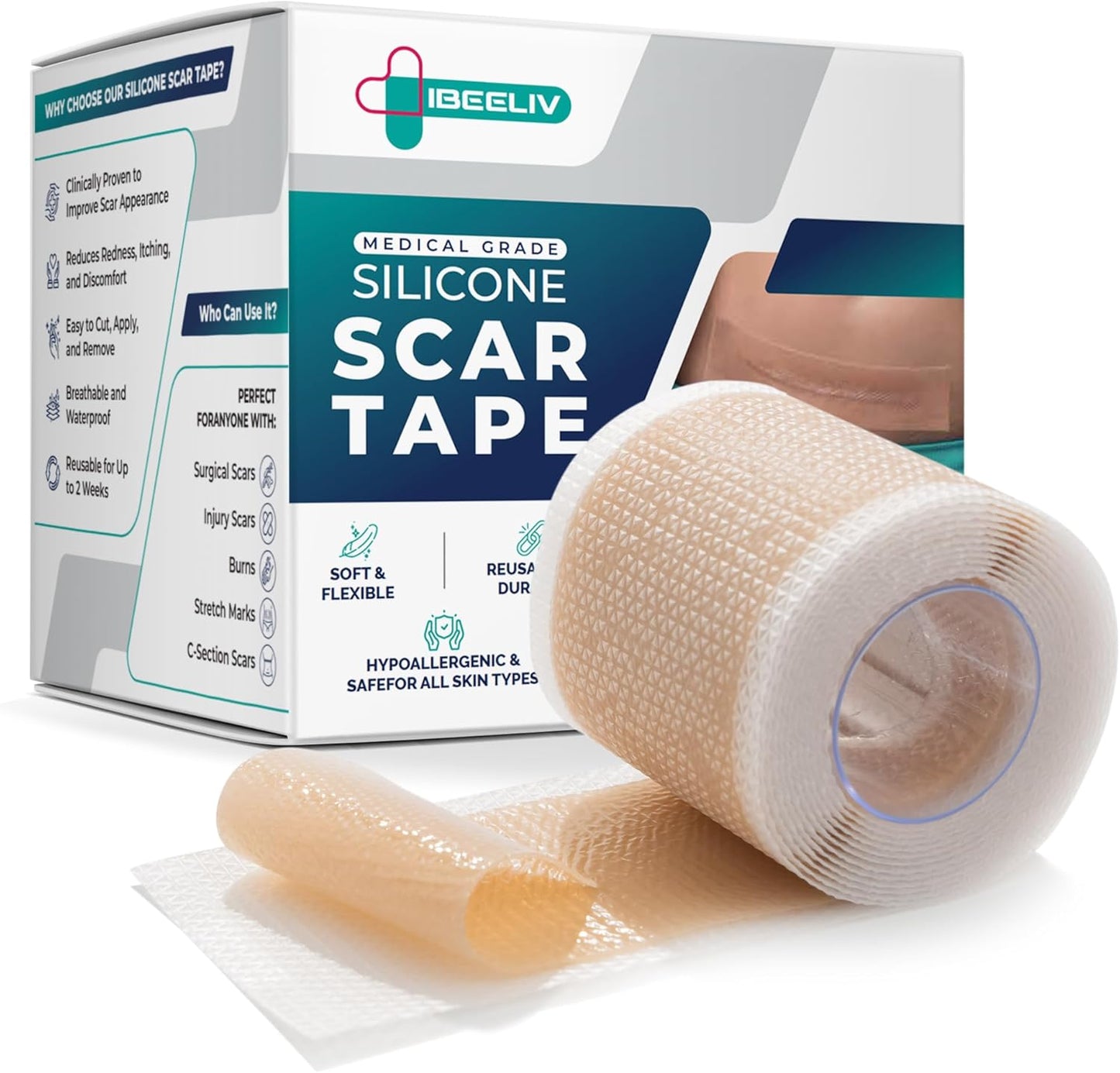 IBEELIV Silicone Scar Tape for Surgical Scars-1.5M
