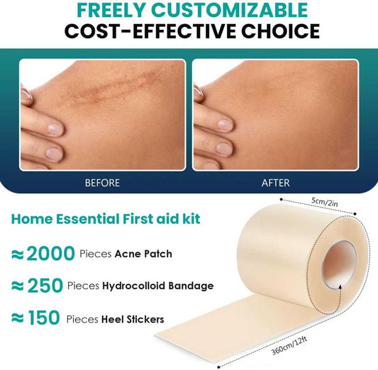 IBEELIV Medical-Grade Hydrocolloid Roll for Wound Care: 5cm × 3.6m Hydrocolloid Bandages, Cut-to-Size Self-Adhesive Patch Dressing, Waterproof