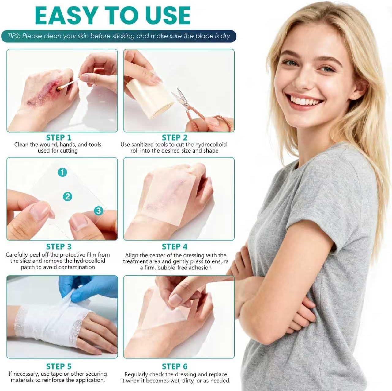 Medical-Grade Hydrocolloid Roll for Wound Care