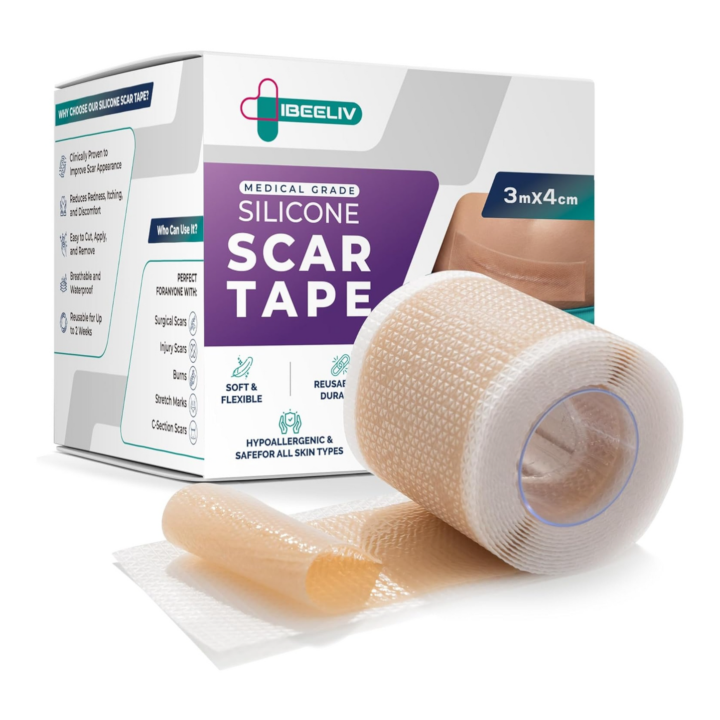 IBEELIV Silicone Scar Tape for Surgical Scars-3M